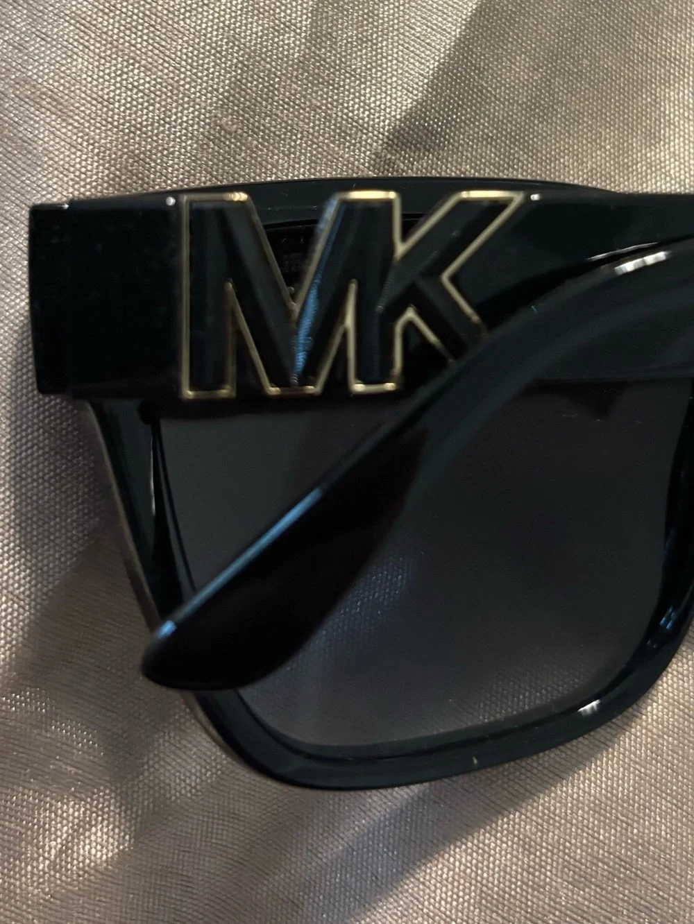 Michael Kors Glossy Black Square Sunglasses with White Case
